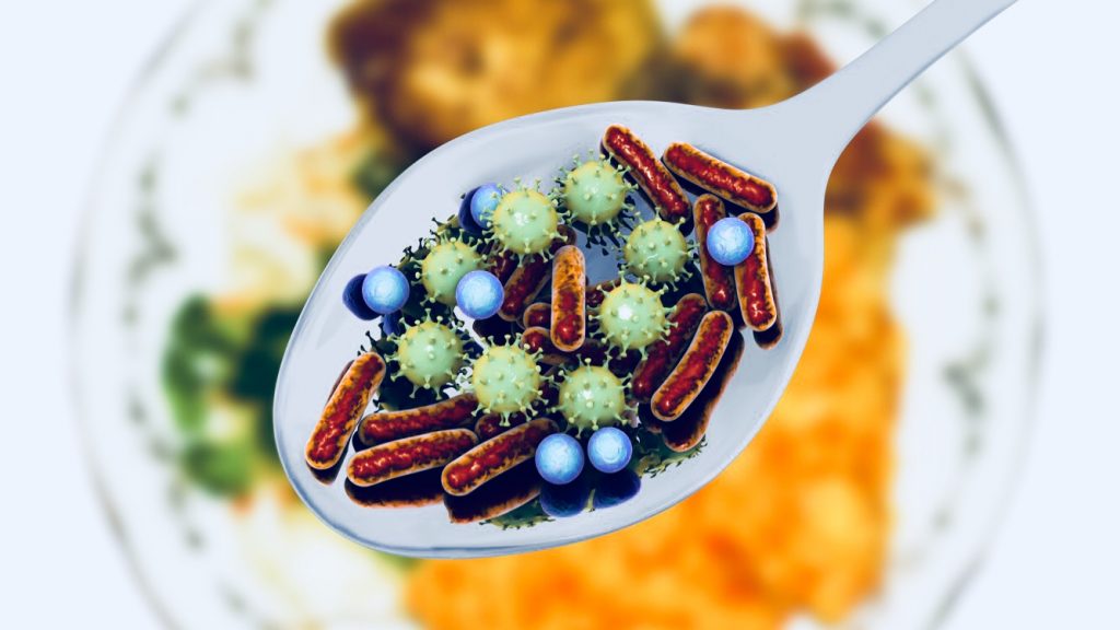 Stomach bug or food poisoning? This photo demonstrates is of a spoonful of bacteria, asking the question 'Did food bacteria cause your illness?'