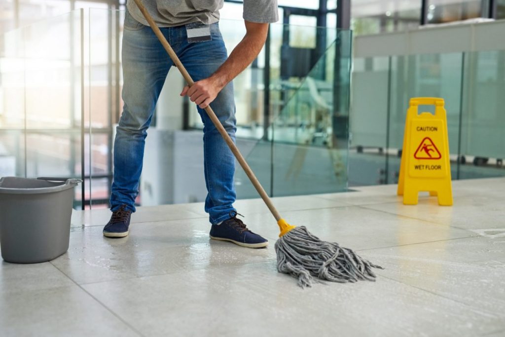 mopping the floor