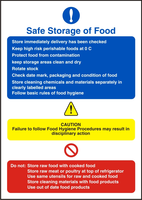 safe storage of food sign