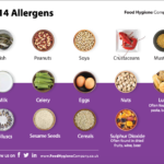 A food allergen poster details the 14 major food allergens.