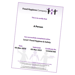 Level 1 Food Hygiene & Safety Certificate