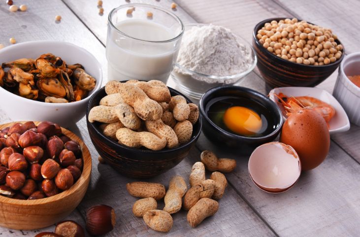 Food allergens including egs, peanuts, and the other allergens.