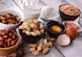Food allergens including egs, peanuts, and the other allergens.